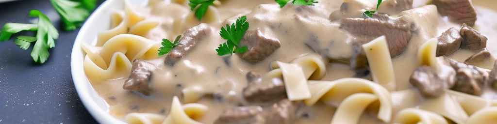 Beef Stroganoff with Swiss Cheese