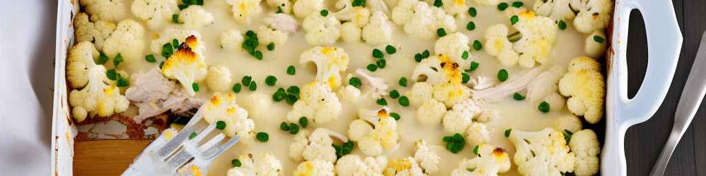 Cauliflower and Chicken Alfredo Bake
