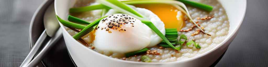 Chinese-style congee with poached egg and scallions