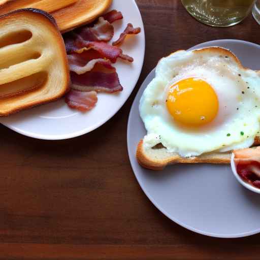 English breakfast with fried egg, bacon, and toast