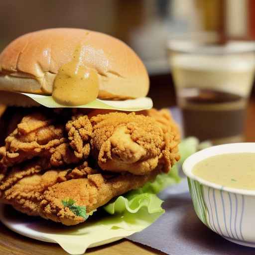 Fried Chicken Sandwich with Creamy Mustard Sauce