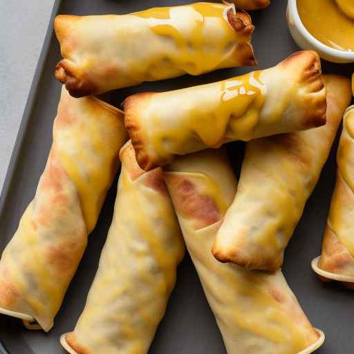 Ham and cheese egg rolls with honey mustard dip
