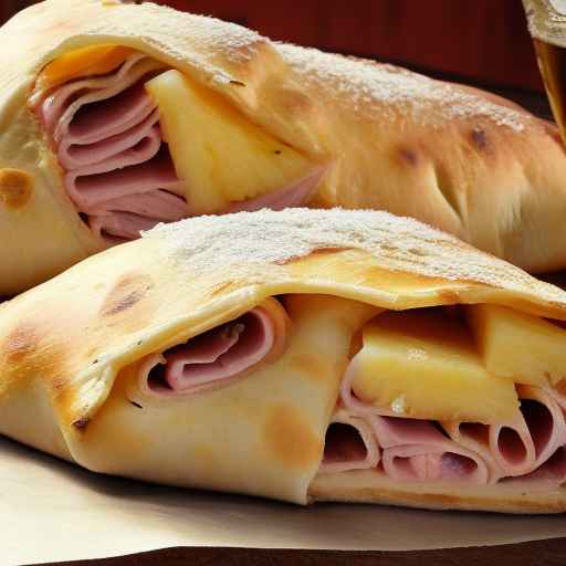 Ham and Pineapple Calzone with Mozzarella Cheese