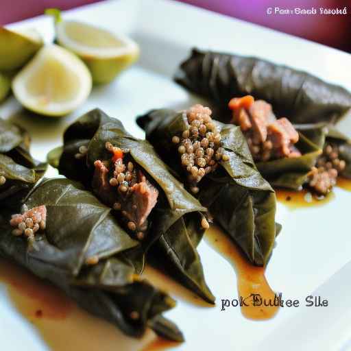Pork and Buckwheat Stuffed Grape Leaves