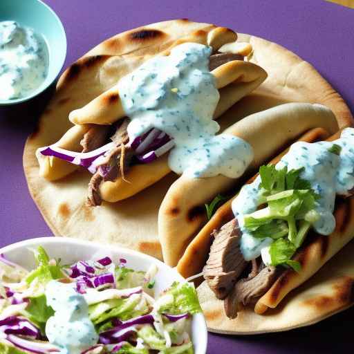 Pork Gyros with Greek Slaw and Tzatziki Sauce
